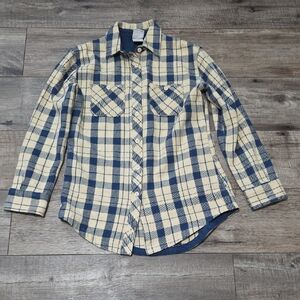 The North Face Shirt Womens Blue Cream Plaid  Flannel Shacket Button Up